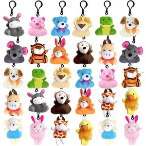 30 PCS Mini Plush Toys,Cute Stuffed Animals Plush Keychain Set,Animals Toys for Kids,Easter Basket Stuffers,Party Favors,Classroom Gift