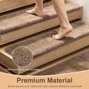 Bullnose Carpet Stair Treads TPE Self Adhesive Stair Treads for Wooden Steps, 30"X9.5" Non Slip Carpet, Step Covers for Stairs for Kid Elder and Dog (Light Coffee, 14 PCS)