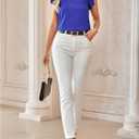 WDIRARA Women's Ruffle Cap Sleeve Blouse Shirts Frill Trim Crew Neck Tops (Blue, L)