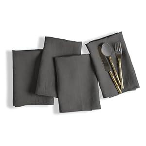 Native Fab 100% Cotton Decorative Embroidery Cloth Napkins - Set of 4 - Soft, Absorbent, Washable Fabric, Reusable Table Linen Napkins, Everyday Use, Dinner, Wedding - 16x16 inches - Beige Green