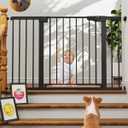 Cumbor 29.7-48" Baby Gate for Stairs, Mom's Choice Awards Winner-Dog Gate for Doorways, Auto Close Safety Pet Gate for Dogs Indoor, Easy Install Pressure Mounted Child Gate with Walk Thru Door, Black