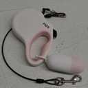 Fida Retractable Dog Leash for Small Breed up to 26 lbs, 16 ft Pet Walking Leash with Dispenser and Poop Bags, Anti-Slip Handle, Reflective Strong Nylon Tape, One-Handed Brake (S, White & Pink)