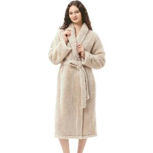 Berkshire Extra-Fluffy™ Women‘s Robe — Luxurious Fluffy Plush Bathrobe,Soft Warm Fleece Loungewear with Pockets and Belt (Beige), Size: Small 