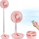 Belife X8 Portable Fan, 7200mAh Battery Powered Rechargeable, Oscillating USB Desk Floor Fan with Remote, Foldable Telescopic Fan for Home Bedroom Sleeping Office Camping Travel, 7.7" (Pink)