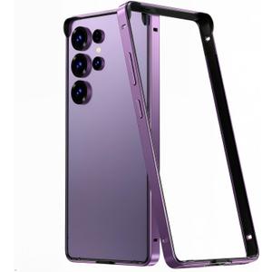 for Galaxy S26 Ultra Bumper Case Metal, No Back Design Compatible with MagSafe, Aluminum Alloy + TPU Bumper Frame Slim Fit Excellent Heat Dissipation 4 Corner Raised Shockproof (Purple)