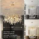 32" 10-Light Modern Crystal Chandelier Round Gold Tree Branch Chandeliers | K9 Crystal Leaf Chandelier, Large Living Room Light Fixture, Bathroom Dining Room Foyer Kitchen, Easy to install