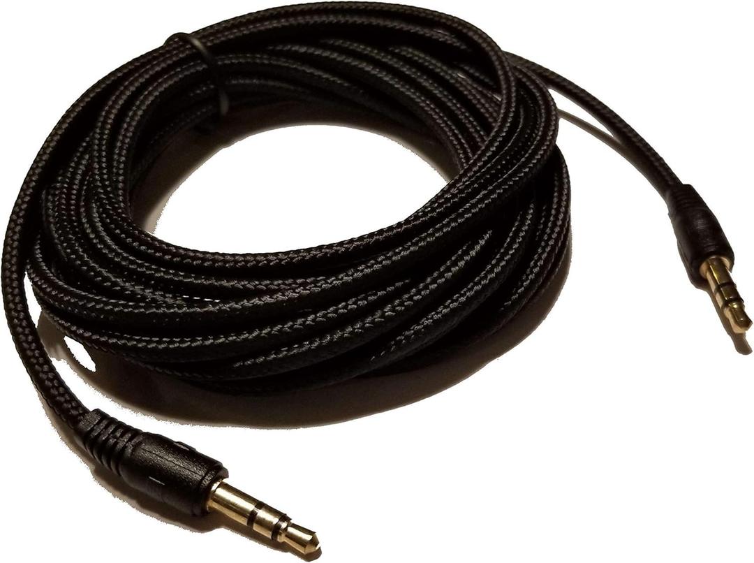 ienza Audio or External Microphone 12FT Braided Cable - Dual TRS 3.5mm Male 3.5mm Cable Cord Wire for Audio Mixers Microphones Cameras Recorders Car Speakers Headphone & More