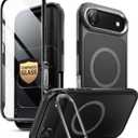 3 x i-Blason for iPhone Air Case MagSafe with Stand [9H Tempered Glass Screen Protector] [Camera Control Button] Military-Grade Protection Full-Body Heavy Duty Magnetic Case for iPhone 17 Air 6.5'', Black