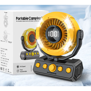 Uniqwamo Battery Powered Fan, Rechargeable Fan Portable, 180° Pivot Battery Operated Fan with Light, Timer, 360° Rotation Hanging Hook, 100 Speeds Camping Fans for Tents, Fishing, RV, Jobsite, Picnic