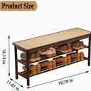 latifolia Shoe Rack Bench, 3-Tier Bamboo Shoe Bench with Breathable Rattan Seat Cushion, Shoe Storage Rack for Entryway(Walnut,39.70''L), 39.37''L