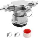 Low Profile S Type Keg Coupler, All 304 Stainless Steel S Type Keg Tap Space Saving Twist-Activated Homebrew European Keg Coupler with Safety Pressure Relief Valve Connection Tape Hose Clamp