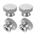 uxcell Knurled Thumb Nuts, 4Pcs M4 x D12mm x H8mm Stainless Steel Round Knobs Fasteners Blind Hole Hand Screw Nut Silver for 3D Printer Parts, Machine Tools