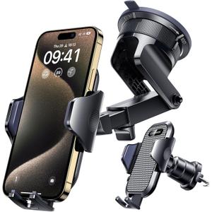 VANMASS Car Phone Holder [Upgraded Strongest Suction & Clip] Cell Phone Mount for Dashboard Windshield Vent Wall,Truck Cradle Stand for iPhone 17 Pro Max 16 15 14 13 12 11 SE Samsung S26 Android,Black