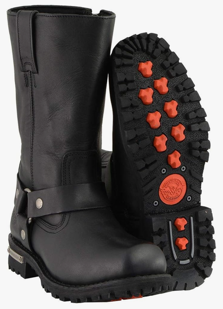 Milwaukee Leather Men's Wide-Width Classic Black Leather 11-Inch Square Toe Motorcycle Harness Boots MBM131W 12