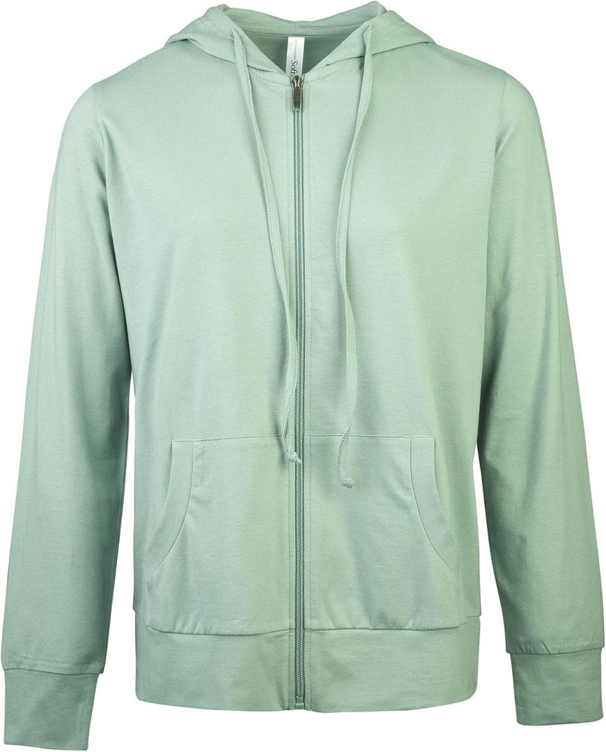 Sofra Women's Thin Cotton Zip Up Hoodie Jacket (Medium)
