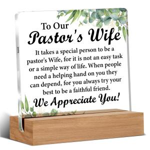 7 x Pastor Wife Appreciation Gifts, Gifts for Pastors Preacher's Wife Christmas Christian Birthday Religious Clear Acrylic Decorative Sign Office Desk Decor