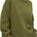PRETTYGARDEN Womens Turtleneck Long Sleeve Sweater 2026 Fall Trendy Loose Fit Casual Tops Chunky Knit Pullover Sweaters (Small, Olive Green)