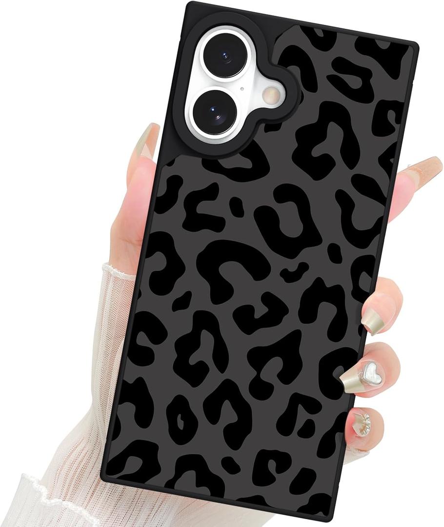 Fiyart Designed for iPhone 16 Case Cute Cheetah Print Design Compatible with MagSafe Wireless Charging,Magnetic Leopard Phone Cover for Women Girls 6.1"-Black