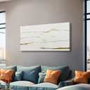 WINKAILIN Minimalist Wall Art Gold Line Prints on White Blackground Office Posters White Abstract Canvas Wall Decor for Living Room Kitchen 24x48 Inch