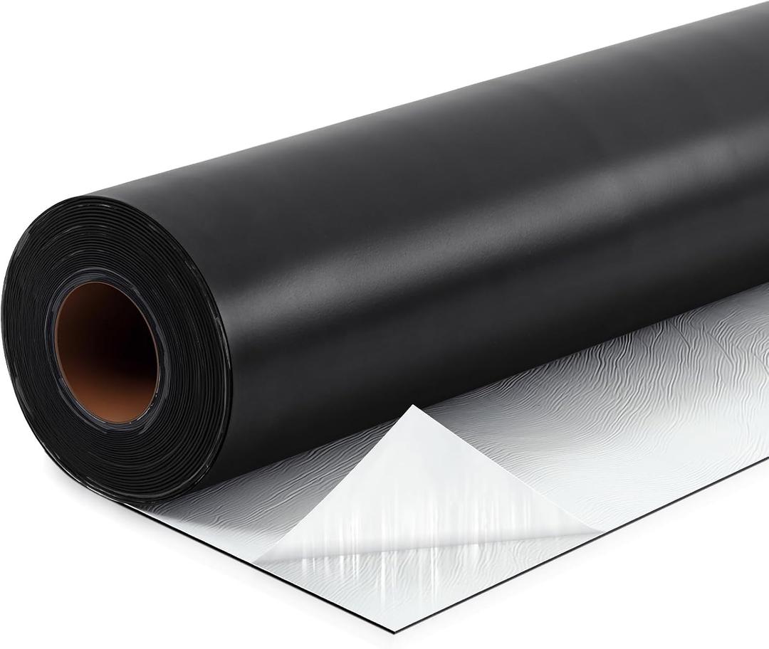 Pushglossy 1 Roll EPDM Rubber Roofing Membrane 39" x 20ft, Self-Adhesive Waterproof Underlayment, 47 Mil Reinforced Flat Roof Sheet, Ice and Water Sheet for RV, Shed, Garage and Patio