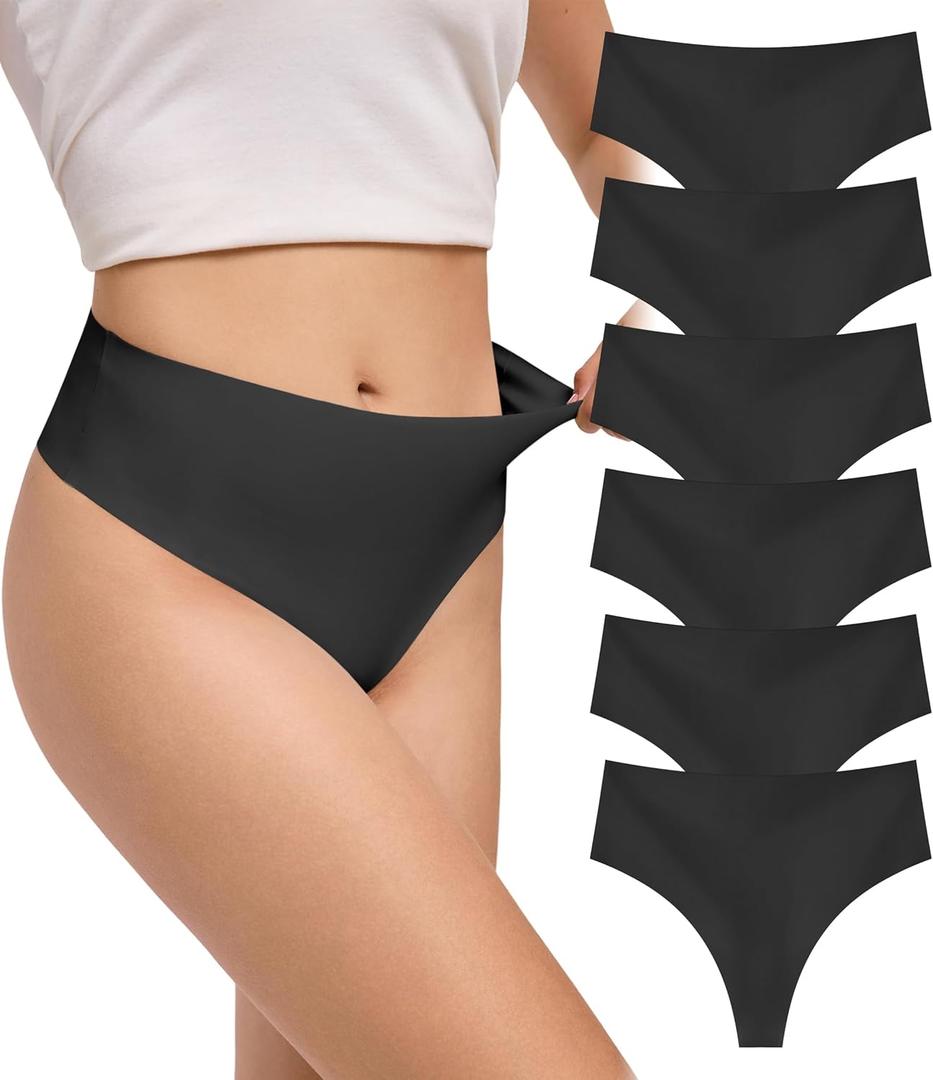 DEANGELMON Thongs for Women Seamless Womens Underwear Pack No Show Breathable Panties (X-Large)