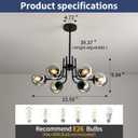 6 Light Glass Globe Sputnik Chandeliers Modern Matte Black Ceiling Light Fixture Semi Flush Mount Ceiling lamp for Living Room Dining Room Farmhouse Bedroom Kitchen
