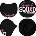 in October We Wear Pink Shirt Breast Cancer Shirts Cancer Support Squad Short Sleeve Pink Ribbon Tee Tops (XX-Large, Black)