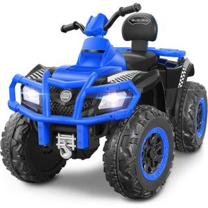 ELEMARA 24V 2 Seater Ride on ATV for Big Kids,4WD Off-Road 4 Wheeler Ride on Car,400W Motor with 5mph Max Speed,w/Bluetooth,LED Lights,Boys & Girls Ride on,Electric Car to Drive,XL, Light Blue