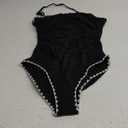 Holipick Women Tummy Control One Piece Swimsuits Strapless Bandeau Bathing Suits Slimming Halter Swimwear (Small, New Black With White)