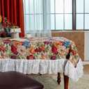SUTAVIA Rectangle Ruffle Tablecloth Vintage Floral Table Cloths Washable Table Cover Decorative Table Top for Home Holiday Party Kitchen Dining Table (White Lace, 60"x104")