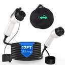 16Amp J1772 EV Charger Extension Cable, 17ft SAE J1772 Extension Cord Compatible with 110V-240V Level 1/Level 2 EV Chargers for J1772 EVs/PHEVs,IP67 Waterproof Car Charger Extension Cable with Bag