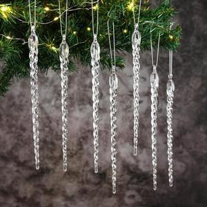 26pcs Icicle Ornaments Included Large Christmas Plastic Hanging Decoration Clear Christmas Tree Icicles Set (5inch)