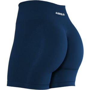 AUROLA Intensify Workout Shorts for Women Seamless Scrunch Short Gym Yoga Running Sport Active Exercise Fitness Shorts (Medium, Tuxedo Blue)