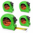 4 Pack Green Tape Measure 16 FT, Easy Read Measuring Tape Retractable with Fractions 1/8 (4, Green, 16 FT)