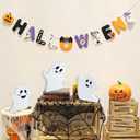 2 x Cute Ghost Halloween Decorations Indoor, Wooden Tiered Tray Decor Table Sign, Halloween Decor Wooden Ghost Sign for Party Home Shelf Display, 3 Pcs, Black White