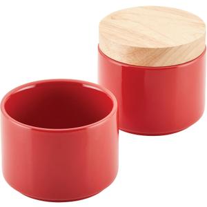 Rachael Ray Ceramics Stacking Spice/Seasoning Box Set with Lid, 2 Piece, Red