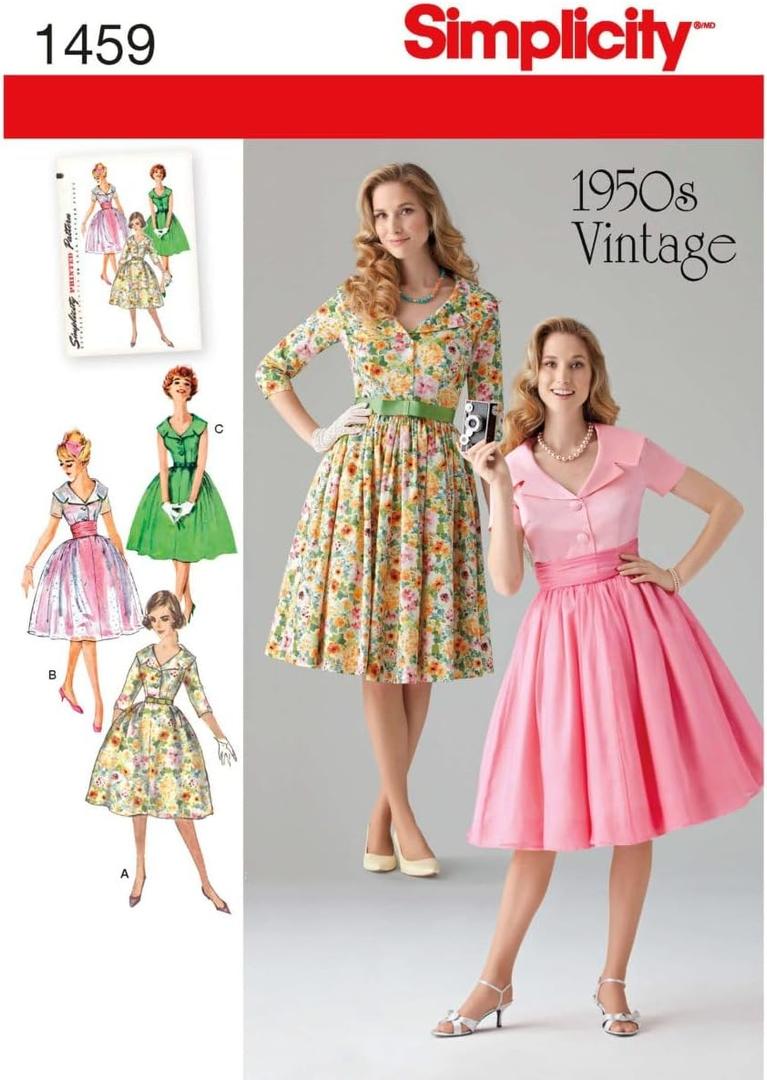 Simplicity Vintage Simplicity 1459 Vintage Fashion 1950's Women's Dress Sewing Pattern, Sizes 16-24