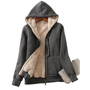 Yeokou Women's Casual Full Zip Up Sherpa Lined Hoodie Sweatshirt Jacket Coat, Size M