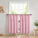 Easy Home Short Blackout Window Curtain Rod Pocket Thermal Privacy Curtain Tiers 36 Inch Length for Kitchen Farmhouse Closet, Living Room, Bathroom Shades (Pink, 27" W X 36" L (Pack of 2))