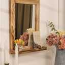 Emfogo Wall Mirror with Shelf, 20 x 16 inch Farmhouse Decor Wall Mirror Hanging for Bathroom, Vanity, Bedroom, Entryway, Living Room (Rustic Brown)