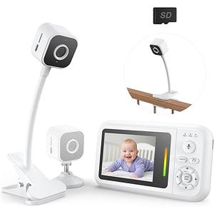 NUOTUN Baby Monitor with Camera and Audio, Baby Monitor No Wifi with Clip for Crib & Stand, Portable 2.8’’ HD Monitor 1080P Video, NightVision, VOX, 2Way Audio, Temp Sense & Lullabies, SD card Includ