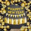 KatchOn, Black and Gold New Year Balloon Garland Set- Pack of 96 | New Years Eve Balloon Arch with Happy New Year Banner | New Years Eve Party Supplies 2026 | Foil Tassel Garland, NYE Decorations 2026