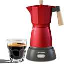 Electric Espresso Coffee Maker, Italian Coffee Pot, Electric Moka Pot, Cuban Coffee Maker, Portable Cafeteras Electricas Espresso Makers with Detachable Base 3 or 6 Cup (Red)