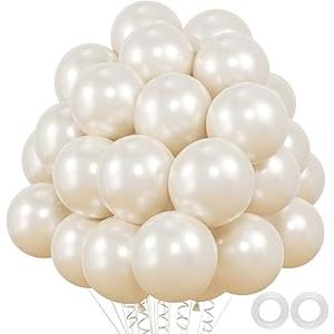 Pearl White Balloons,Double -Stuffed Pearl Sand White Ivory Balloons for Wedding Birthday Bridal Shower Engagement Anniversary Party Decorations