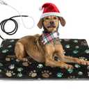 Dog Heating Pad 32x20 in Pet Heating Pad for Dogs Waterproof Outer Skin+Flame Retardant Material, Heated Dog Bed,Adding Wire Rope Wires Puppy Heating Pad Mat-with Plush Fabric Cover