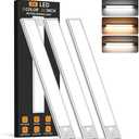 Under Cabinet Lighting Wireless, 54 LED Motion Sensor Light Indoor, 3 Color Dimmable Closet Lights Battery Operated, Rechargeable Magnetic Light, Under Counter Lights for Kitchen, Stairs, Home (3Pack)