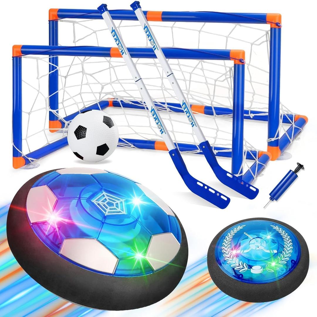 3-in-1 Hover Soccer Ball, Kids Toddler Hockey Set with LED Lights,Indoor Outdoor Toys for Kids, Soccer Gift for Boys 6-8 8-12, Birthday,Kids, Boys Girls Age 6, 7, 8, 9, 10, 11, 12