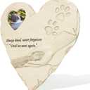 Basic Fundamentals Heart-Shaped Pet Memorial Stone with 2x3 Photo Frame, Quote and Paw Print Design - Indoor Outdoor Animal Loss Pet Memorial Stones - Sympathy Gifts for Dog, Cat, or Pet Loss - Cream