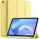 Akkerds Compatible with iPad (A16) 11th Generation Case 11 Inch 2025, for iPad 10th Generation Case 10.9 Inch 2022 with Pencil Holder, Slim Trifold Stand Protective Cover with Soft TPU Back, Yellow