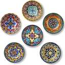 vancasso SIMI 2.7 Oz Ceramic Dipping Bowls Sets of 6, Bohemian Small Bowls for Sauce, 3 Inch Mini Appetizer Plates for Soy Sauce, Sushi, Condiments & Side Dishes, Microwave & Dishwasher Safe